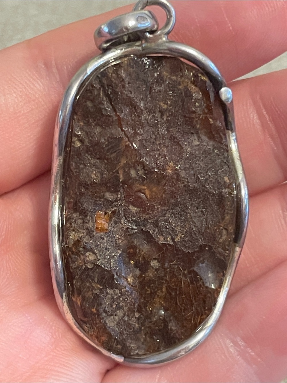Sterling Silver Green Amber Pendant - Picture 11 of 12